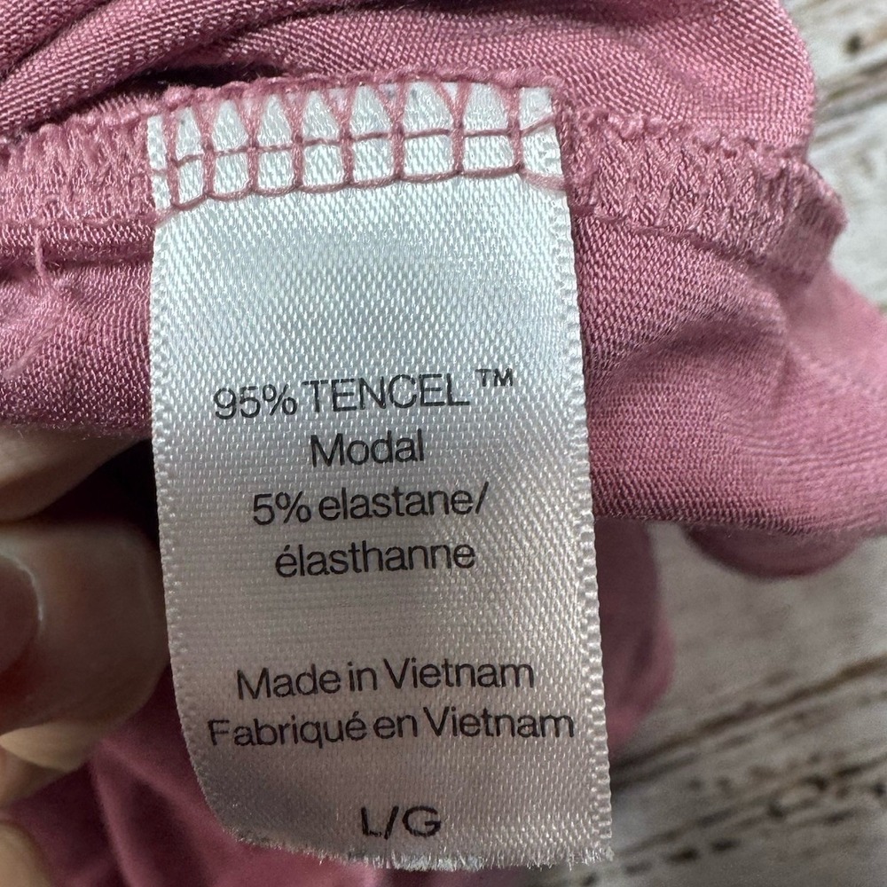 Eberjey Relaxed Short Sleeve Pajama Top Pink Piping Size Large - Picture 5 of 5